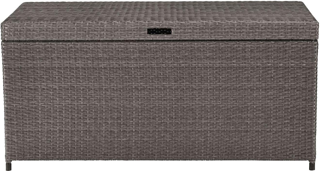 Crosley Furniture Palm Harbor Wicker Outdoor Storage Box for Patio Furniture Cushions and Pool Floats, Gray