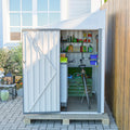 YOPTO 4x7 FT Outdoor Storage Shed,Lean to Lockable Metal Garden Shed Steel with Reinforced Beams,All Weather Waterproof Storage House W/Lockable Door&2 Air Vents,for Backyard,Patio,Lawn,Garden,White