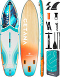 CETANA 11'6×35' Extra Wide Inflatable Paddle Board,Stand Up Paddle Board for Beginner,450lb Capacity SUP for Family with Safety Leash,3 Removable Fins,Dual-Action Pump& Floating Paddle