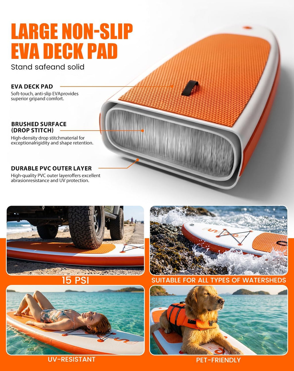 FunWater Inflatable Ultra-Light Stand Up Paddle Board for All Skill Levels with Premium SUP Paddleboard Accessories,Non-Slip Comfort Deck for Youth & Adults