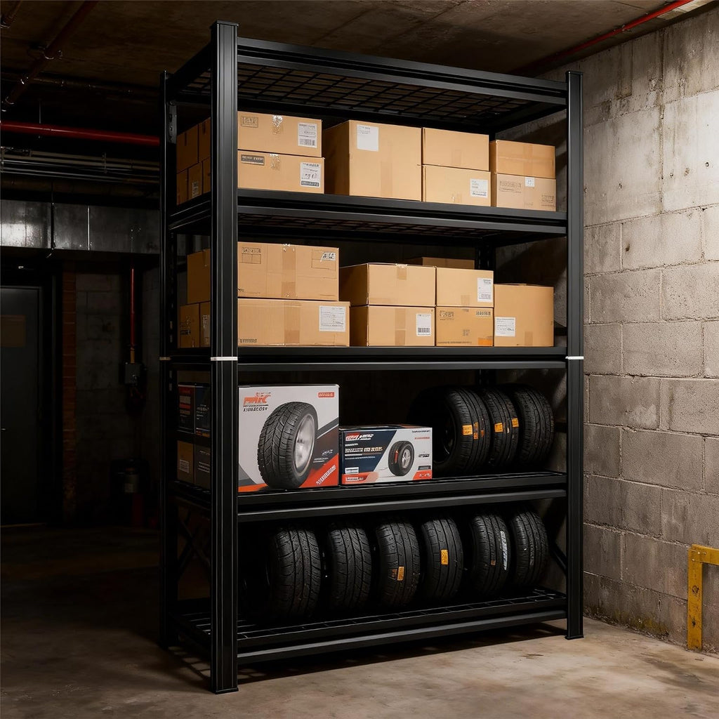 48''W Wire Garage Metal Shelving, 3020 Lbs Heavy-Duty Garage Storage Shelves, 5-Tier Adjustable Reinforced Shelves for Laundry Rooms, Basements, Kitchens&Outdoor (48''W*24''D*72''H)