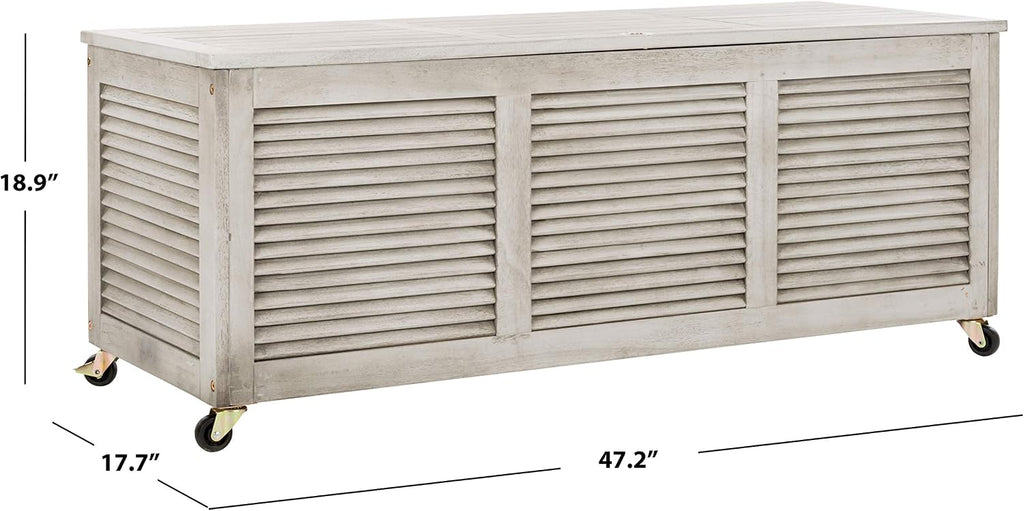 Safavieh PAT7038B Outdoor Collection Elina Grey Wash 47.2' Cushion Deck Box
