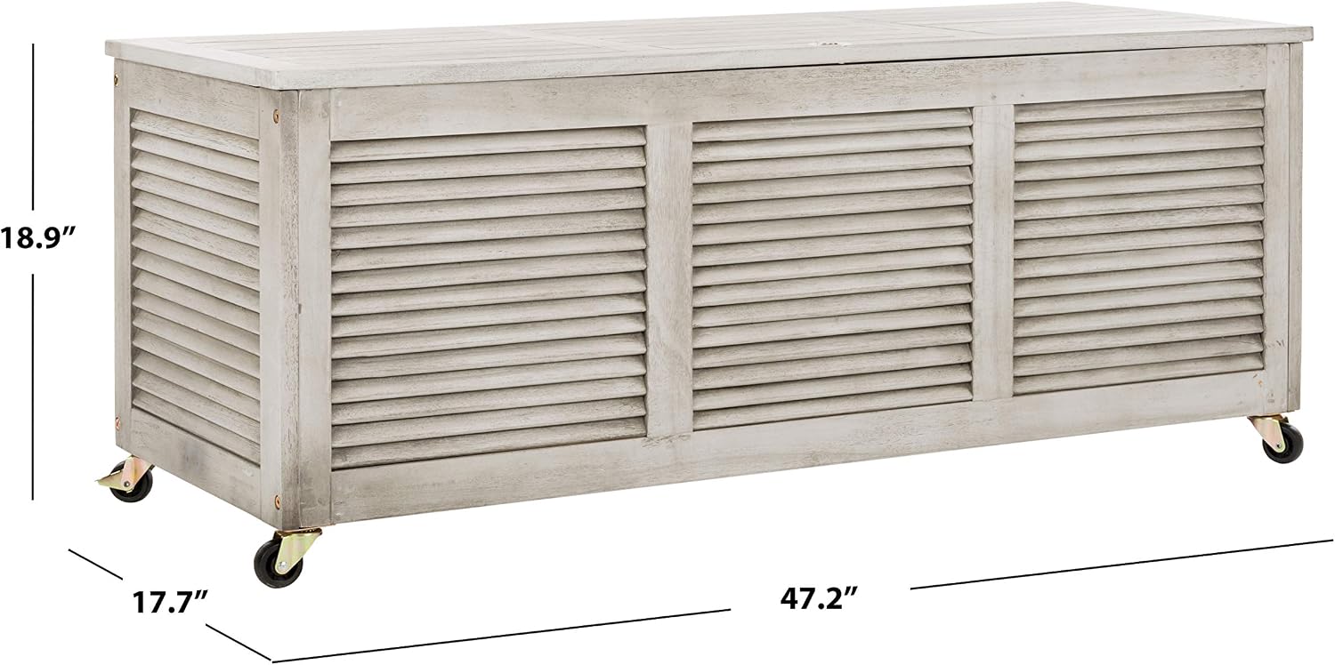 Safavieh PAT7038B Outdoor Collection Elina Grey Wash 47.2' Cushion Deck Box