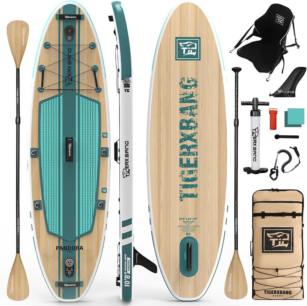 TIGERXBANG Paddle Board, 10.8' Stand Up Paddle Board with Premium Complete Inflatable SUP Accessories, Extra Wide Paddleboards for Adults & Kids-Pandora Collection