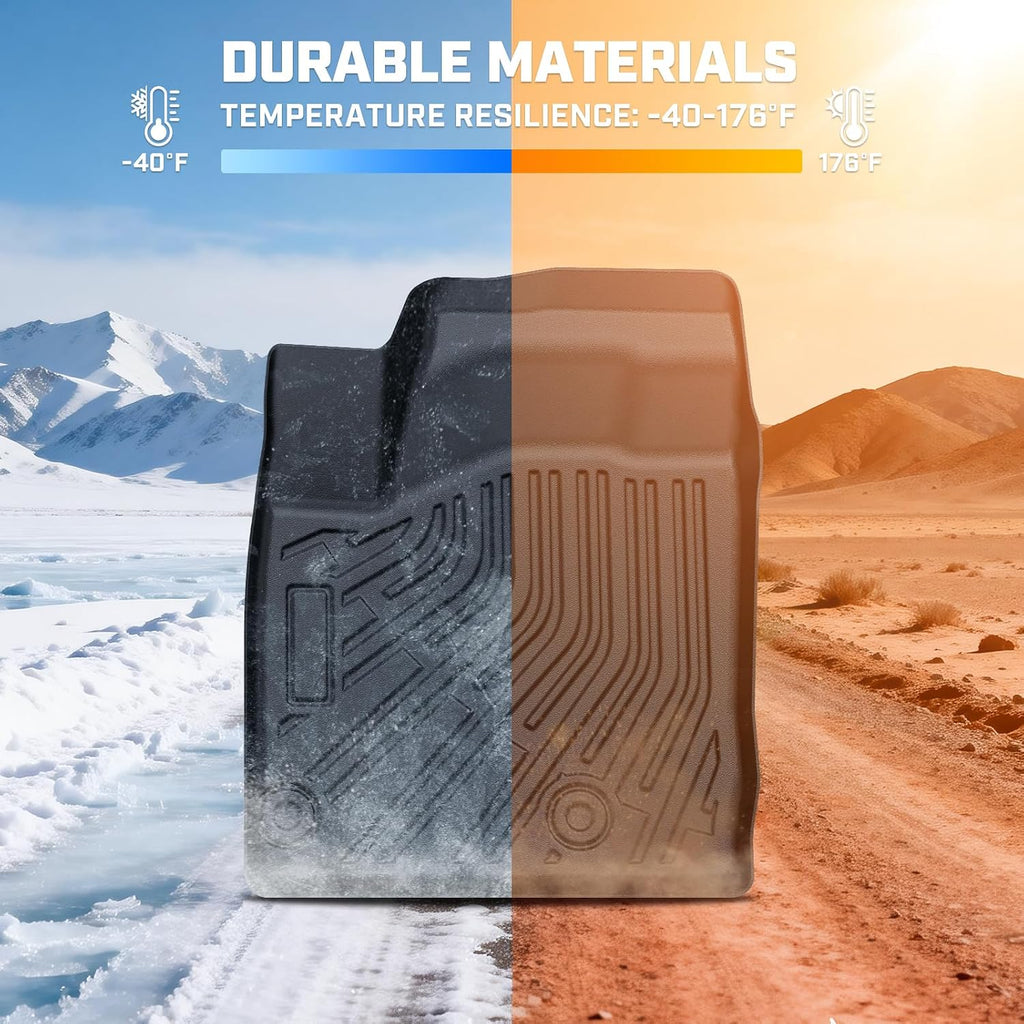Mixsuper Floor Mat & Cargo Liner for Ford Expedition MAX 2018-2024 (7 Seats-2 Row Bucket Seat),All Weather TPE Anti-Slip Floor mat with Backrest and Door Sill Guards Expedition MAX Accessories,Black