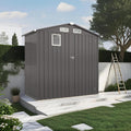 6×3.6 FT Outdoor Tool Shed with Peaked Roof Waterproof, Metal Tool Shed with Lockable Door and Clear Window, Galvanized Steel Storage Shed with Ventilation, Compact Utility Storage Shed,Gray