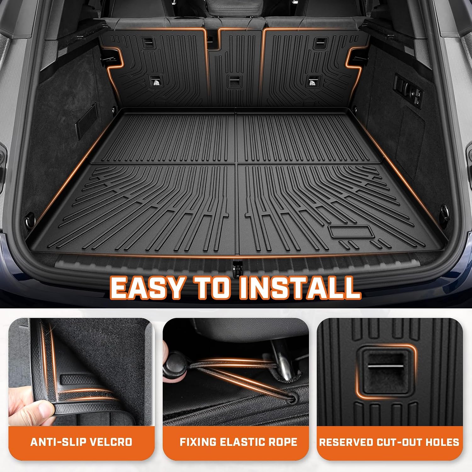 Mixsuper Floor Mat & Cargo Liner for BMW IX 2022-2026,All Weather TPE Floor Liners with Trunk Mat & Backrest Protectors,IX Accessories,Anti-Slip Floor Liners Set, Black