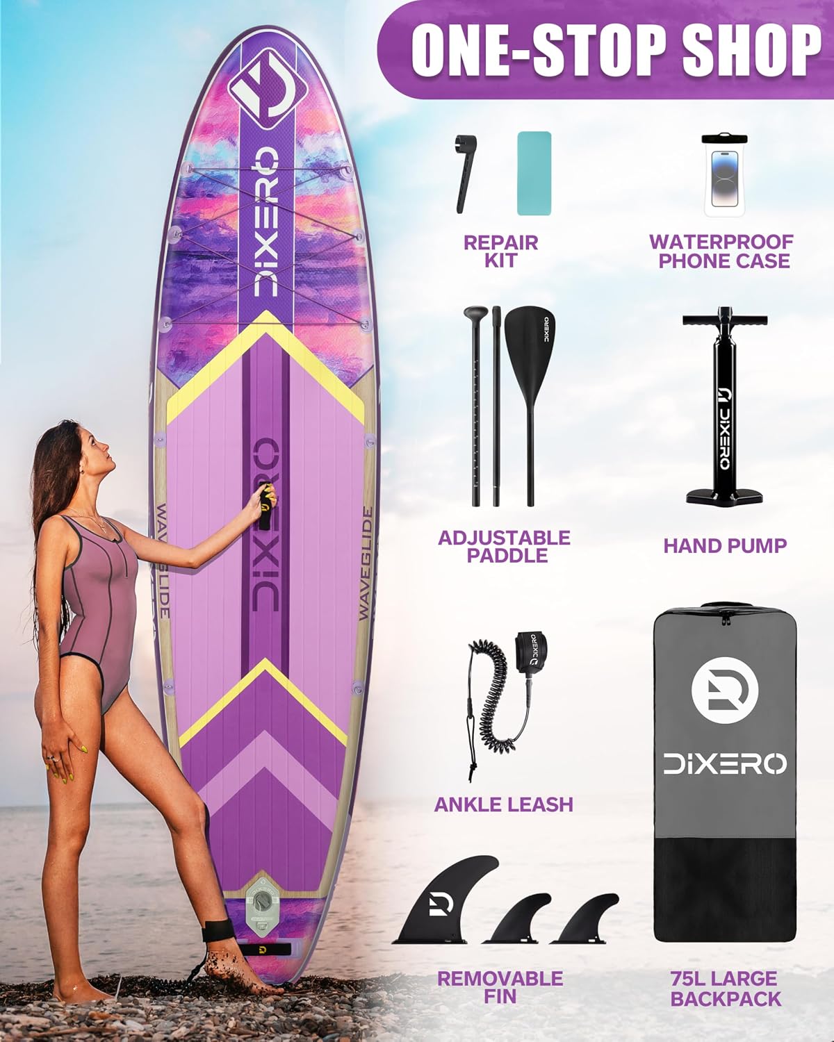 Inflatable Stand Up Paddle Board with SUP Accessories, 11'*33' Inflatable Paddle Boards for Adults & Youth of All Skill Levels