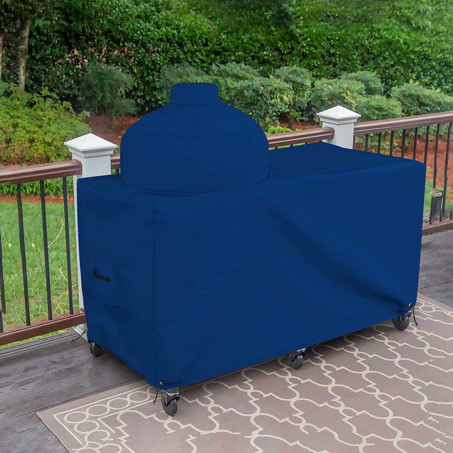 Covers & all Big Egg Grill Outdoor Patio Covers 18 Oz Waterproof - 100% UV & Weather Resistant PVC Coated Patio Furniture Covers with Air Pockets & Drawstring for Snug fit (60'L x 36'D x 50'H, Blue)