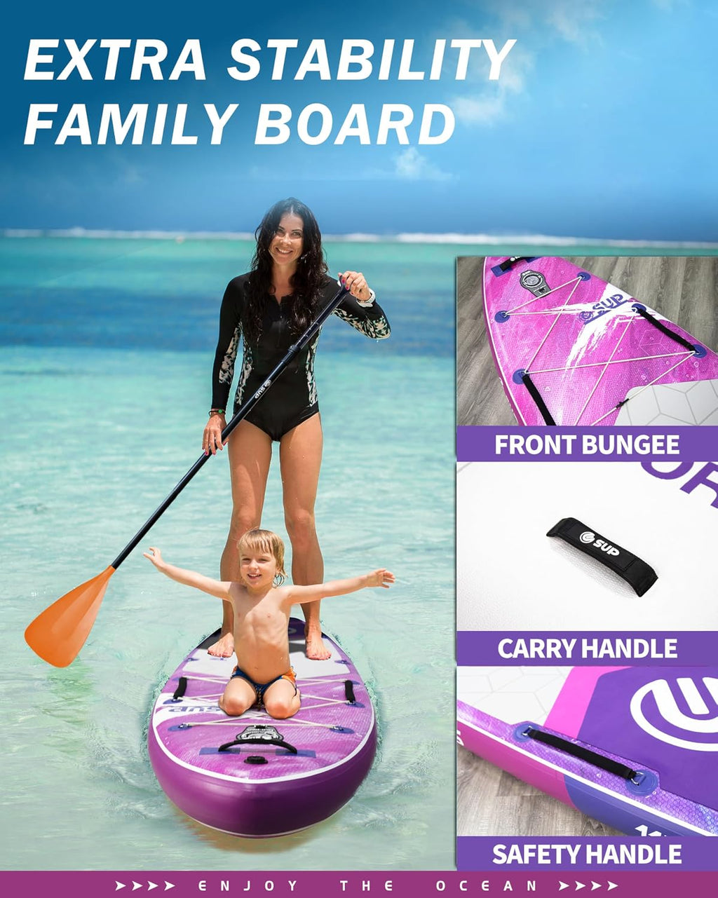 ESUP 11'6 ×34/35' Super Wide Inflatable Paddle Board with SUP Accessories, Extra Stable Stand Up Paddleboards for 2+1 Persons/Family/Beginner/Yoga, w/Shoulder Strap All-Round Sup Board