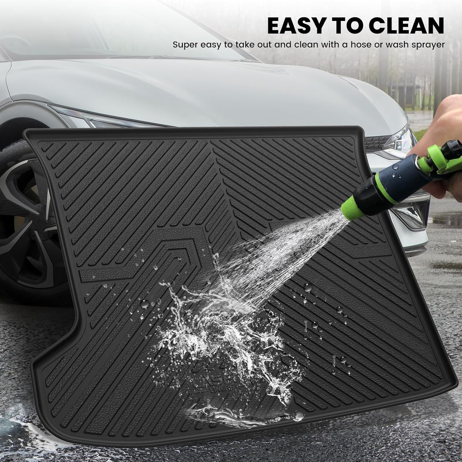 LASFIT Cargo Mat for Kia EV6 2024 2023 2022, All Weather TPE Custom Fit Easy Clean Car Trunk Mat for Kia EV6 2022-2024 Cargo Liner, Black