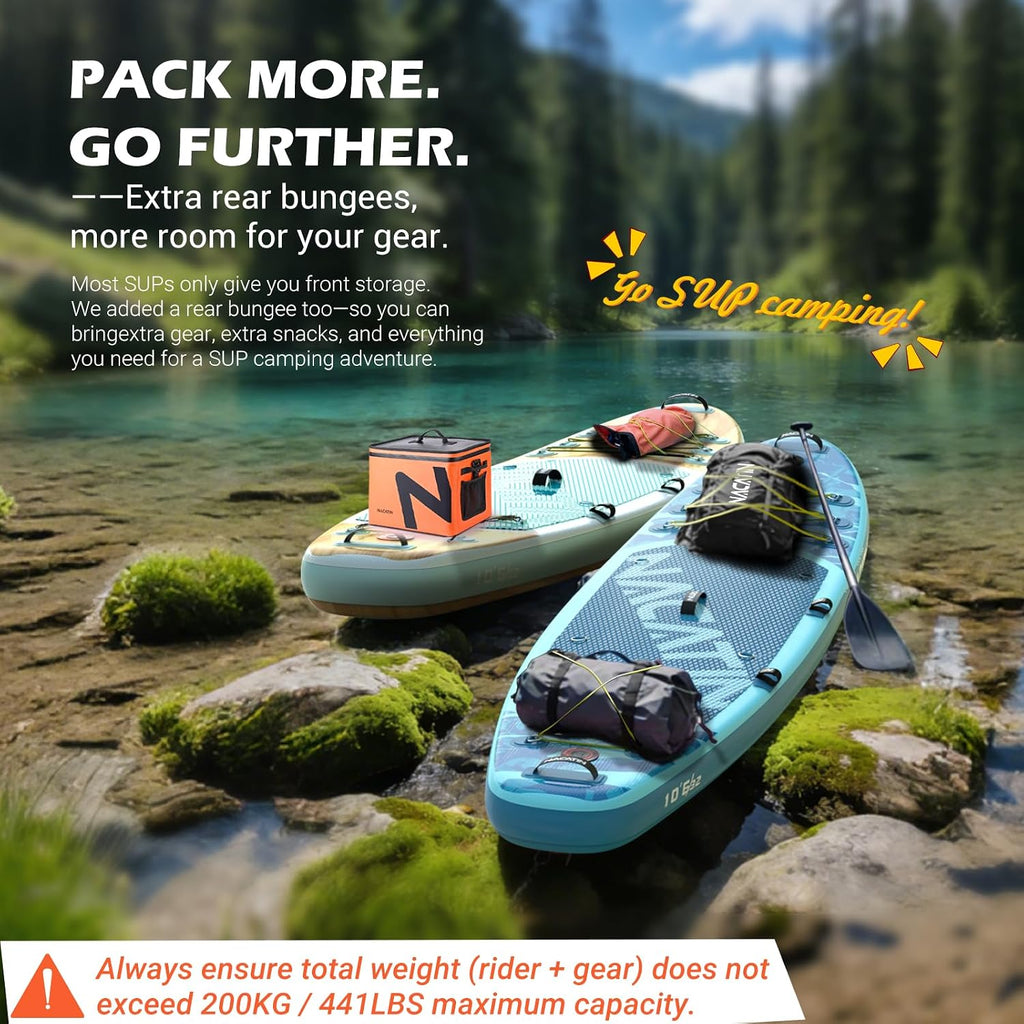 NACATIN Inflatable Stand Up Paddle Board,10'6'Upgrade Version Blow Up Paddle Boards for Adults with Premium SUP Accessories& Backpack,Adjustable Paddle,Camera Mount,Hand Pump, for Lake, River, Yoga