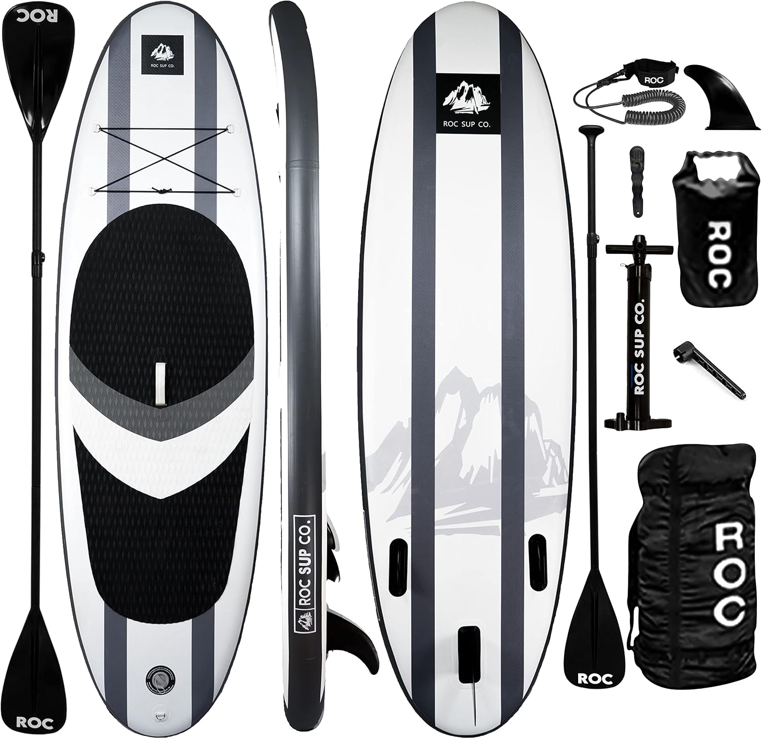 Roc Inflatable Stand Up Paddle Board with Premium SUP Paddle Board Accessories, Wide Stable Design, Non-Slip Comfort Deck for Youth & Adults