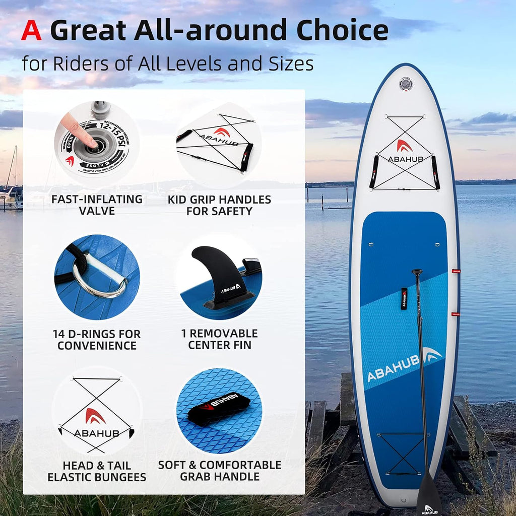 Abahub Inflatable SUP, Wide 10'6' x 31'/34' iSUP, Standup Paddleboard with Adjustable SUP Kayak Paddle, for Yoga, Paddle Board, Kayaking, Surf, Canoe, Fishing