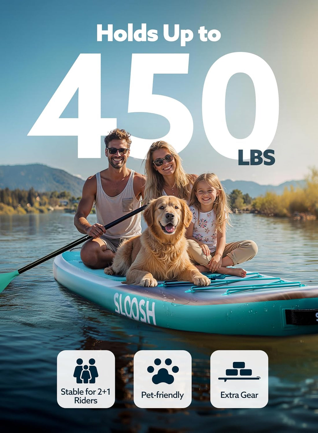 SLOOSH Inflatable Stand Up Paddle Board, 10'6' Paddle Boards with Premium Accessories, Non-Slip EVA Deck, Ultra-Light Carry Bag Pump, Ripple SUP for Youth & Adults of All Skill Levels