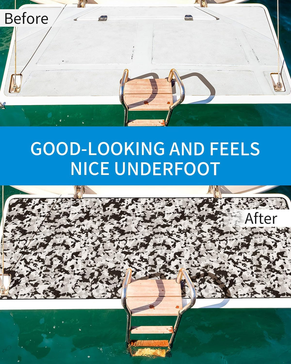 OCEANBROAD Brushed Boat Flooring 96''x16''/23.5''/38''/47'' Self-Adhesive EVA Foam Sheet Non-Slip Traction Pad for Boats Surfboard SUP Paddle Board Kayak Yacht, Camel Brown/Dark Gray/Gray/Camo