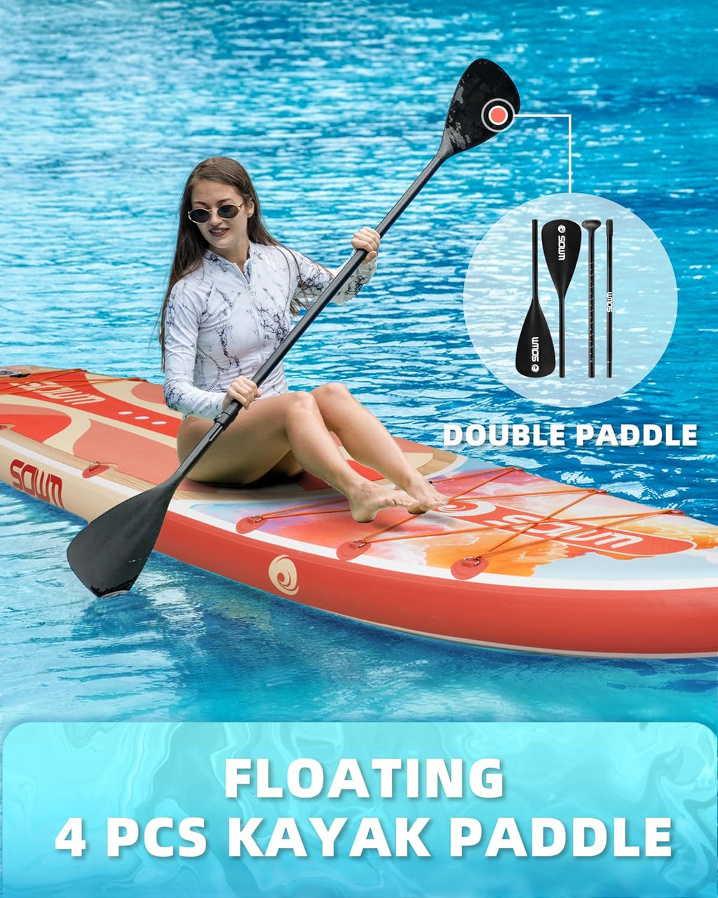 11'*33'/34' Inflatable Stand Up Paddle Board for Beginners,400/420lbs Capacity, Anti-Slip EVA Deck, Includes Adjustable Paddle, Pump, Backpack & SUP Accessories for Surfing, Fishing, Yoga & More