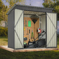 Outdoor Storage Shed, 6 X 4ft Metal Galvanized Steel Garden Shed with Floor Frame, Utility Tool Shed Storage House for Backyard, Patio, Lawn