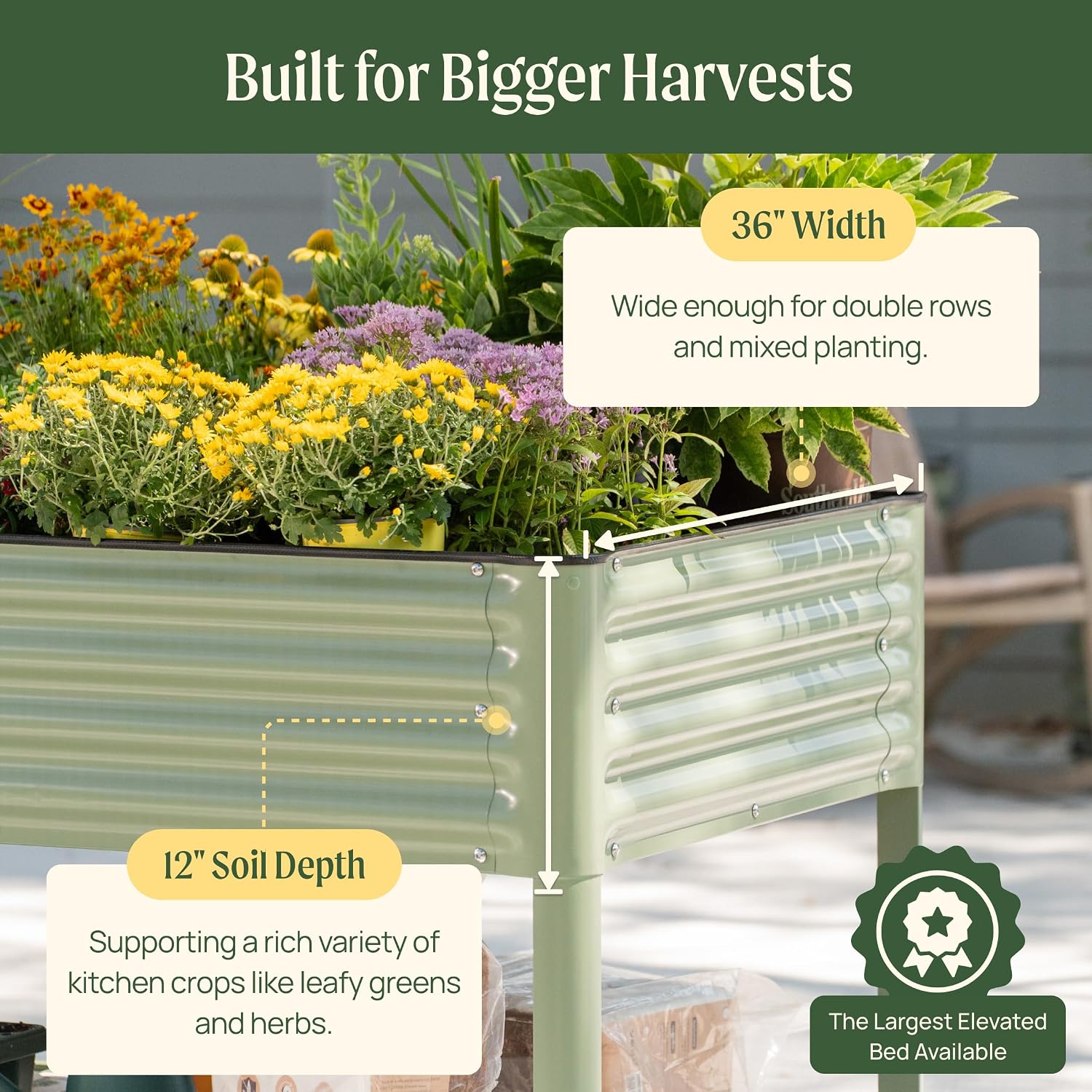 Rolling Elevated Raised Garden Bed - Jumbo Series, 3' x 8' Outdoor Planters Boxes with Legs & Storage Rack for Patio, 2000+ Lbs Weight Capacity, Raised Beds for Gardening Herbs Flowers, Modern Gray