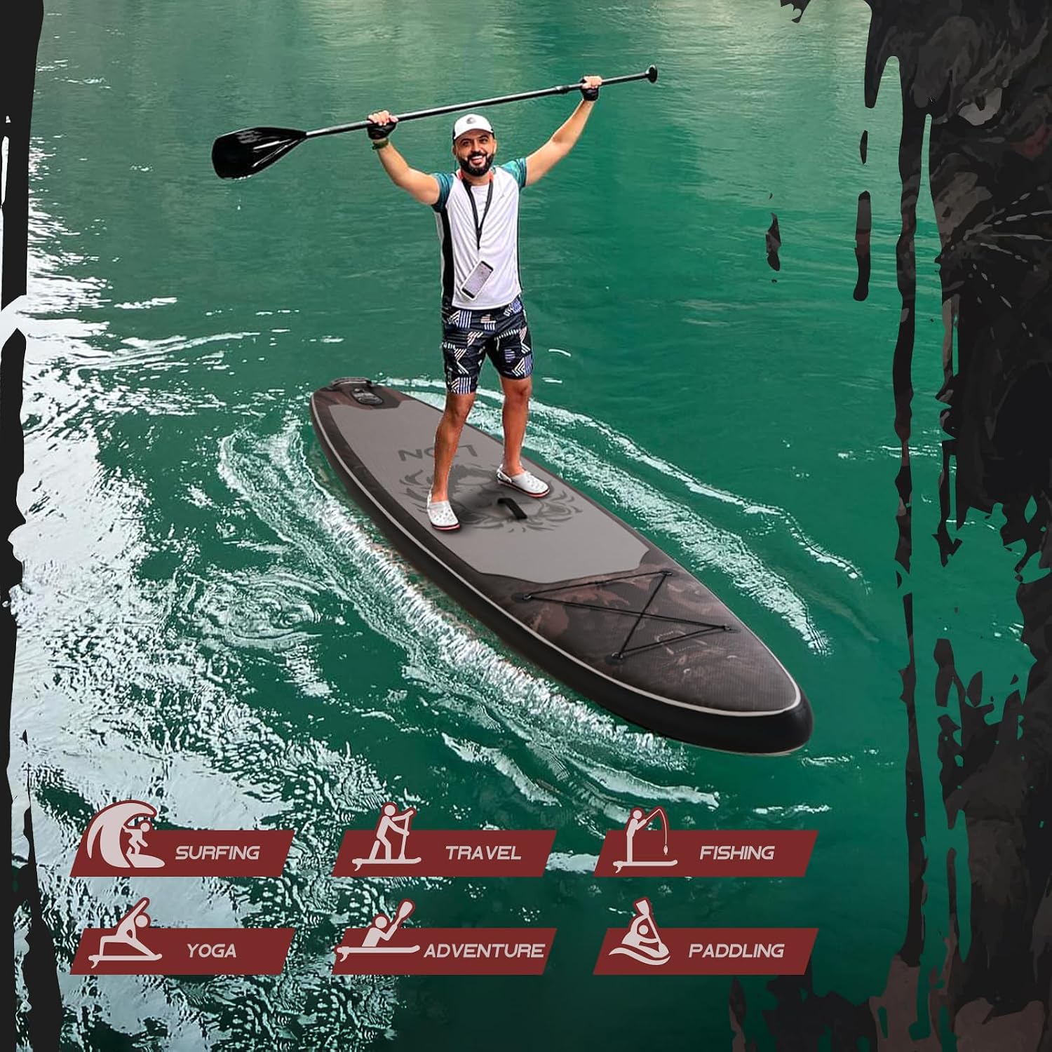 DAKUWAR Paddle Board 10'6''/10' Inflatable Stand Up Paddle Boards with SUP Accessories Ultra-Light Paddleboard Non-Slip Comfort Deck for Adults & Youth of All Skill Levels