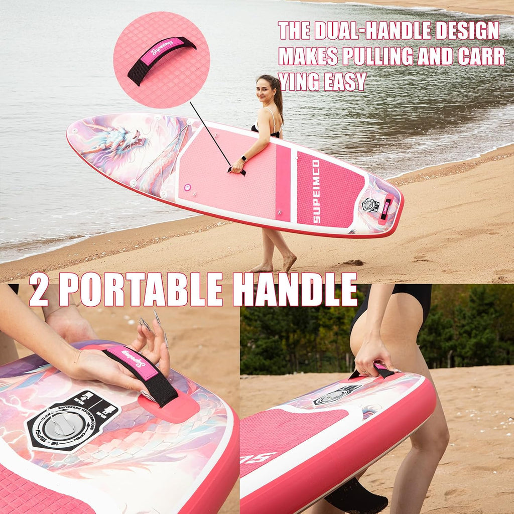 Inflatable Stand Up Paddle Board - Upgraded Glue-Free Hot Melt Technology, Long Service Life, 10'6', Anti-Slip EVA Deck, Full SUP Accessories, Included for Adults Youth All Skill Levels
