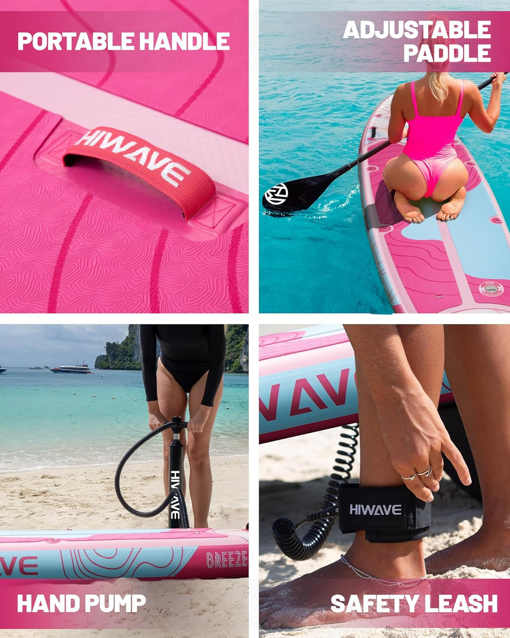 Hiwave Inflatable Stand Up Paddle Board 11'*34'*6' Sup Board, 420lbs Capacity Adult&Youth Paddle Board, Pet Friendly for Ocean&Lake, w/Double Action Hand Pump