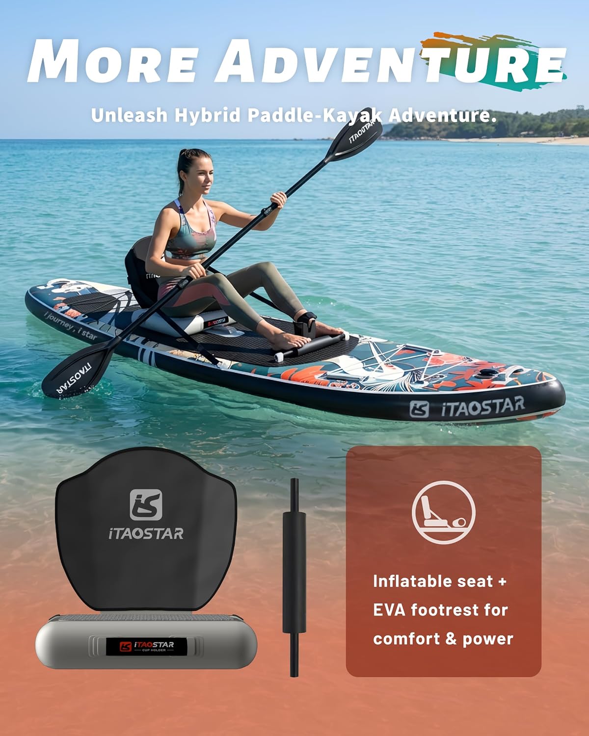 iTAOSTAR Novelty 11'6' x 35' Inflatable Stand Up Paddle Board with Seat- Stable SUP Board for Adults - Portable Paddleboard for Yoga, Surfing, Fishing - Includes Full Accessories Kit