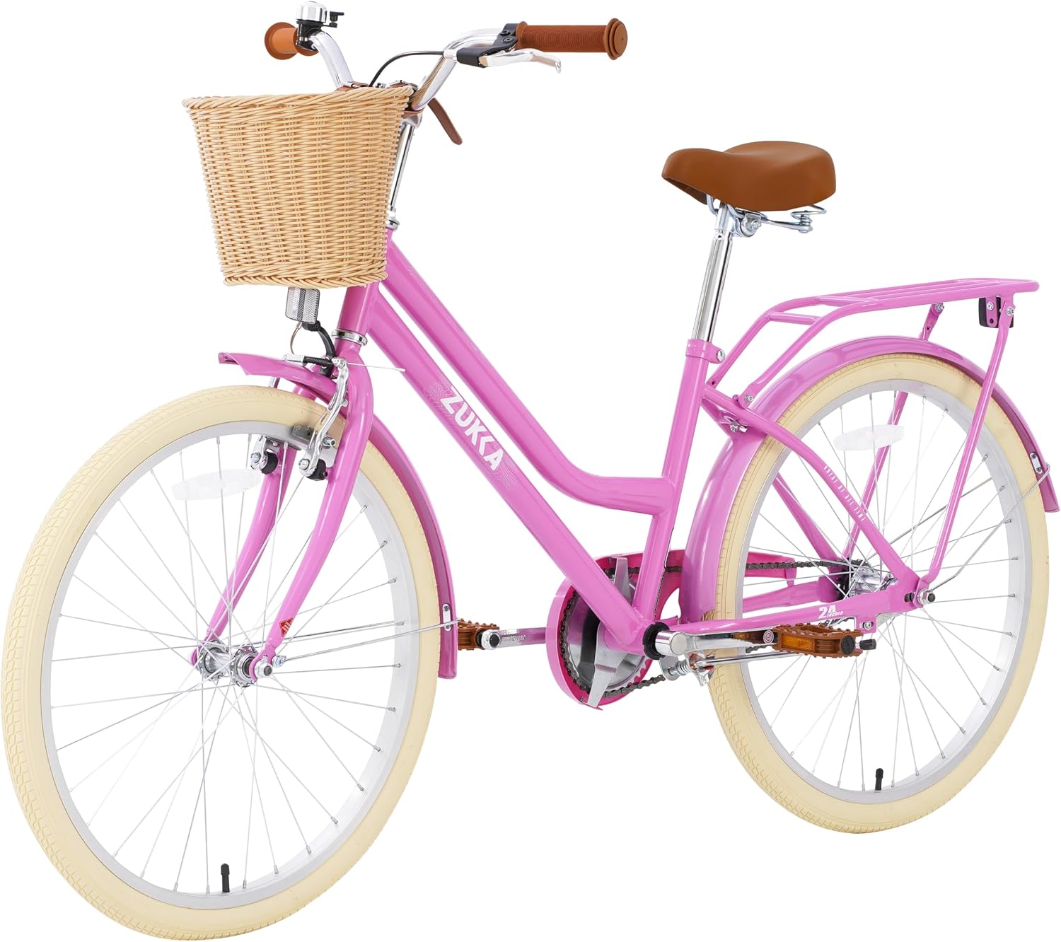 MEGHNA Cruiser Bike 24inch Wheels Girls Women Bike Single Speed Commuter Bike V-Brake and Coast Brake Women Ladys Bicycle, Multicolors