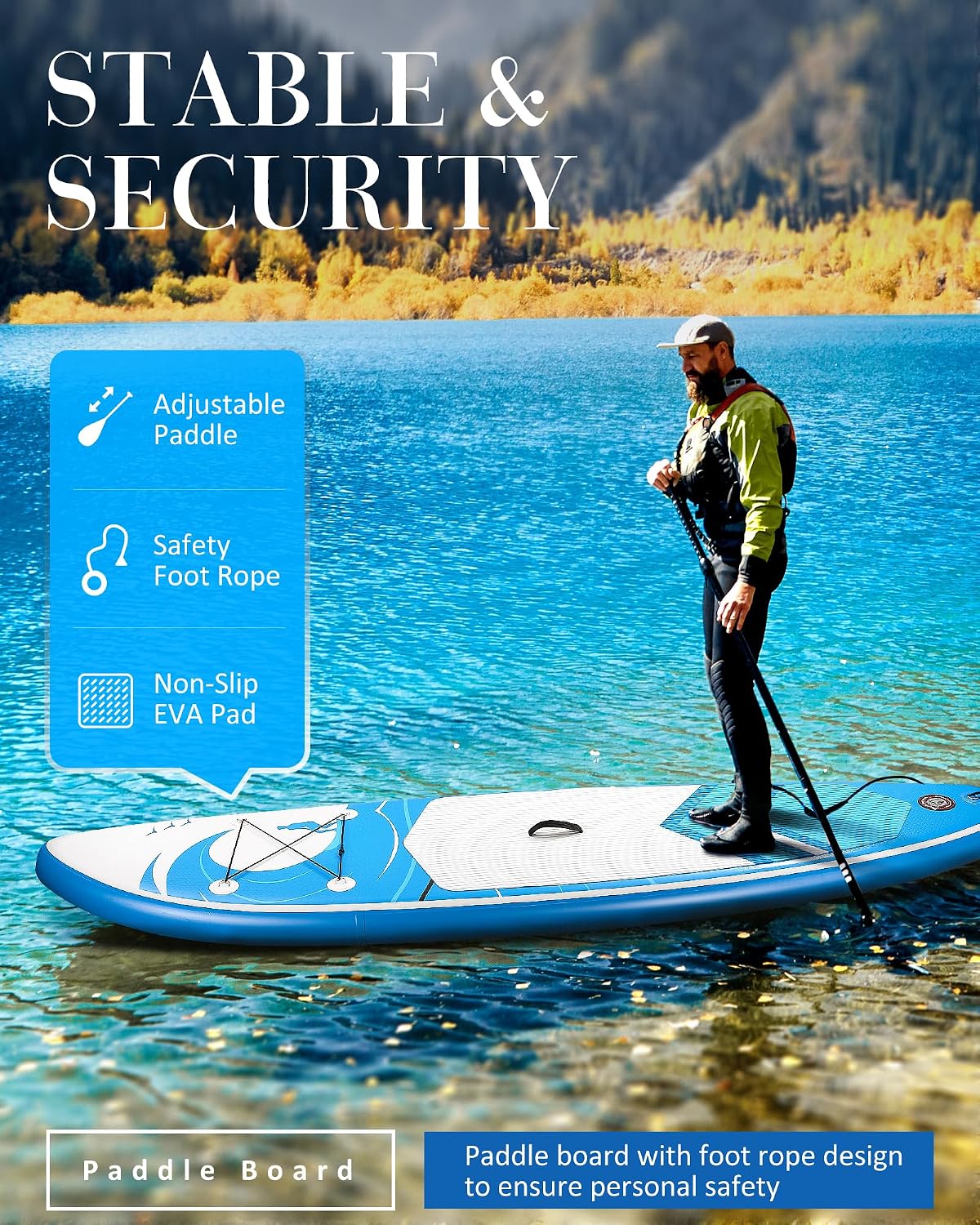 Paddle Board Stand Up Paddle Board SUP 6 inches Thick Board with ISUP Accessories & Carry Bag & Fast Pumping for Adults & Youth for Paddling Surfing Fishing Yoga