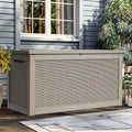 YITAHOME XXL 320 Gal Large Deck Box, Outdoor Resin Storage Box, Rattan Storage Container for Patio Furniture, Garden Tools, Waterproof, Lockable (Brown)