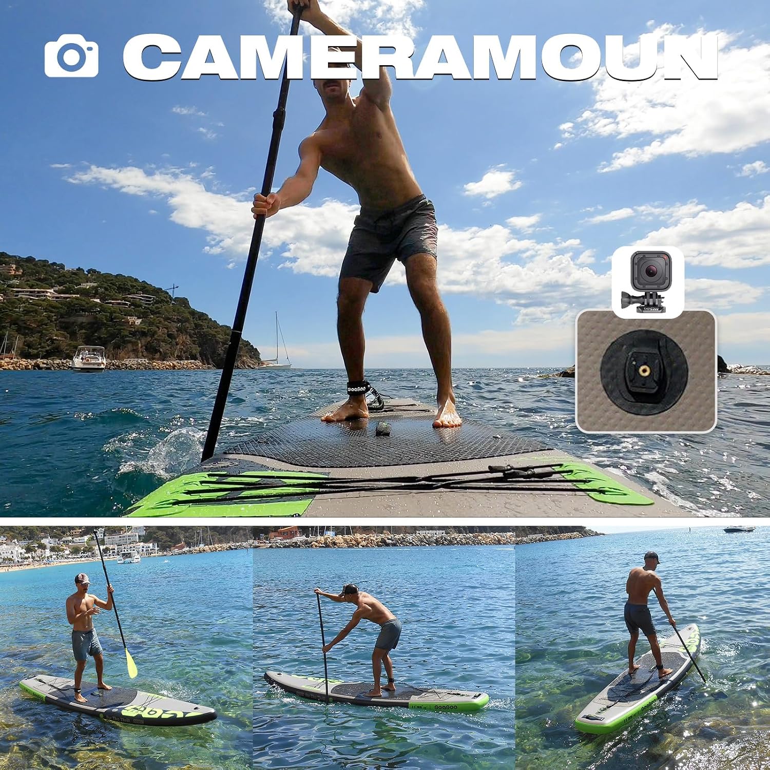 Inflatable Stand Up Paddle Board Includes Paddle, Dual Action Pump, and Accessories 11ft Lightweight iSUP, 33'*6' Wide Stable Design, Anti-Slip EVA Deck, Paddle Board for Adults