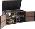 HAPPYGRILL Deck Box Outdoor Wicker Storage Box Cabinet 73 Gallon Storage Container Bin Box for Furniture Tools in Garden Balcony Porch Yard