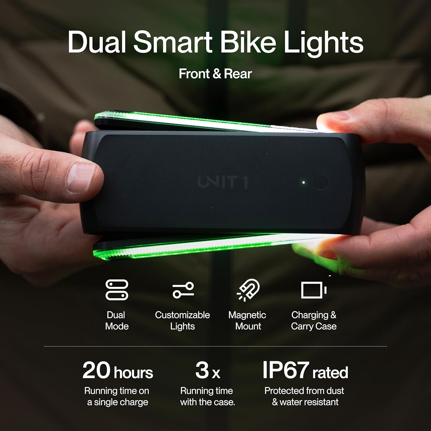 UNIT 1 Smart Light | Wireless LED Turn Signals & Brake Light | USB-C Rechargeable | Magnetic Mount | Nav Remote Compatible | App-Controlled Visibility via iOS & Android