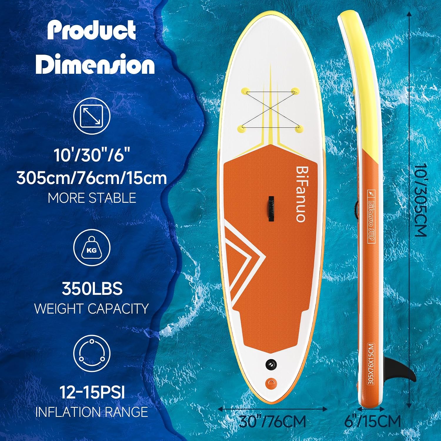Bifanuo Inflatable Stand Up Paddle Board with SUP Accessories and Backpack