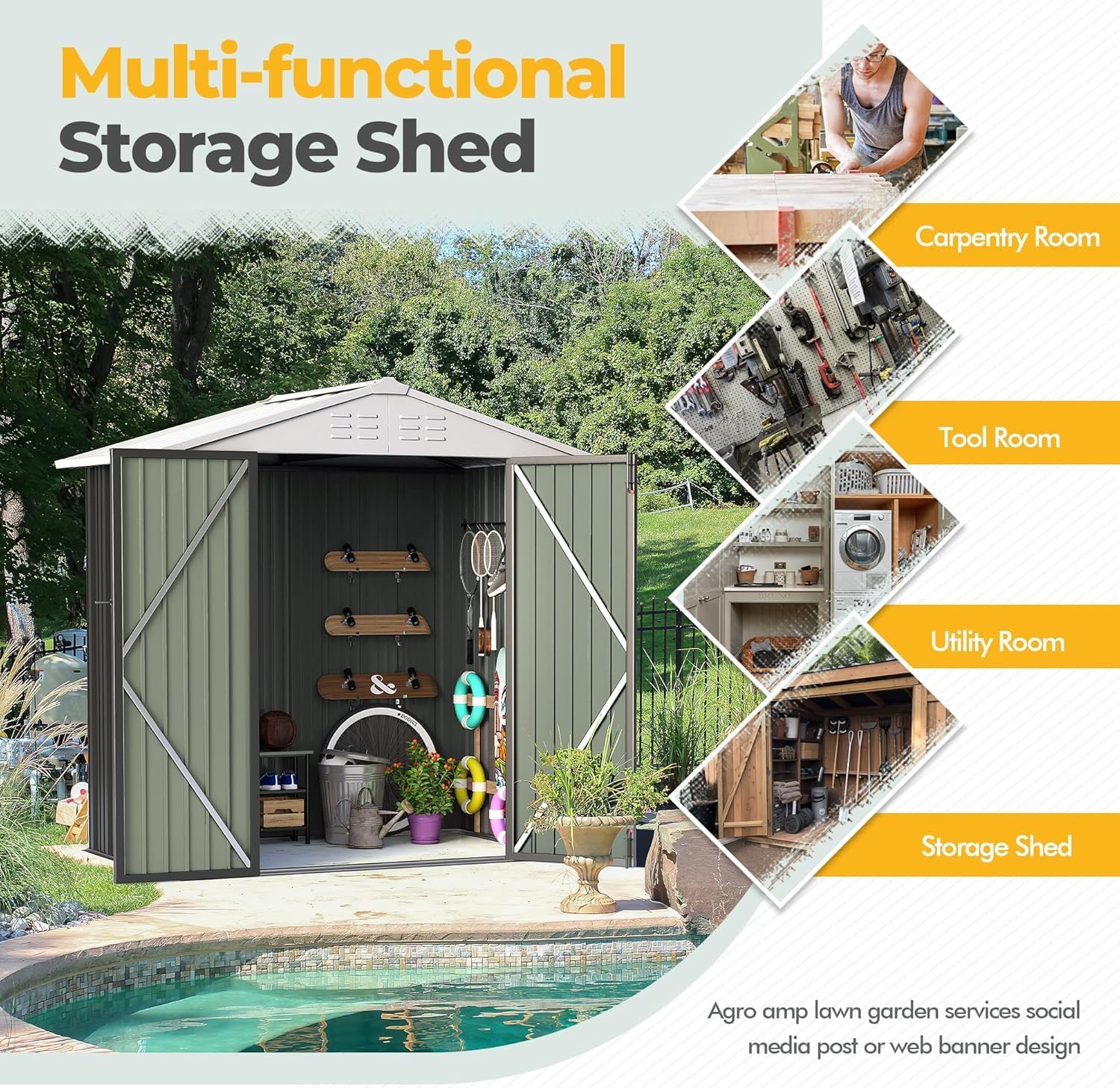 Furniwell 6x4 FT Outdoor Storage Shed, Metal Garden Sheds Outdoor Storage House with Single Lockable Door for Backyard Patio Lawn, Gray