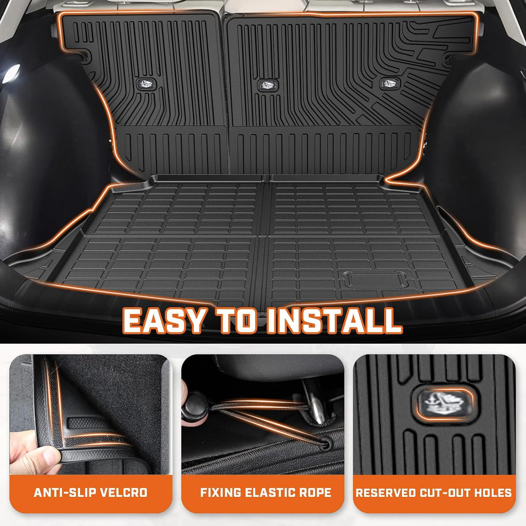 Mixsuper Floor Mat & Cargo Liner for Toyota Corolla Cross 2022-2026(Fuel FWD&Hybrid AWD;Not for Fuel AWD),All Weather TPE Floor Liners for Corolla Cross Accessories,Full Set Anti-Slip Car Mats,Black