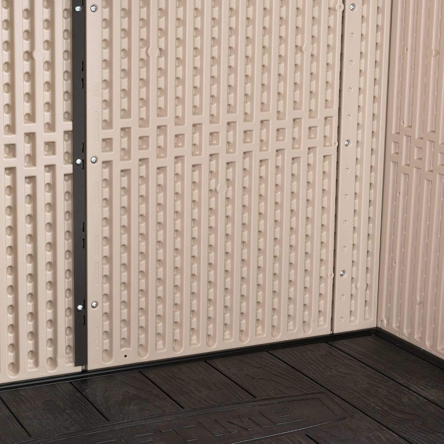 Lifetime Vertical Storage Shed, Desert Sand, Resin Outdoor Tool Shed with Lockable Doors and Weather-Resistant Panels