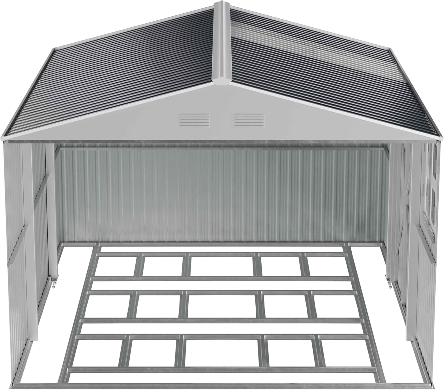 WACASA 12x10 FT Metal Shed with Base Frame Floor Kit | Heavy-Duty Military-Grade 20-Gauge Reinforced Frame with Powder Coating | 50 PSF Snow Load & 120 MPH Wind Rated | Skylight Tiny House Building