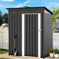 DWVO Outdoor Storage Shed 5 x 3FT, Heavy Duty Metal Tool Sheds Storage House with Lockable Door & Air Vent for Garden, Patio, Lawn to Store Bike, Garbage Can, Lawnmower, Dark Gray