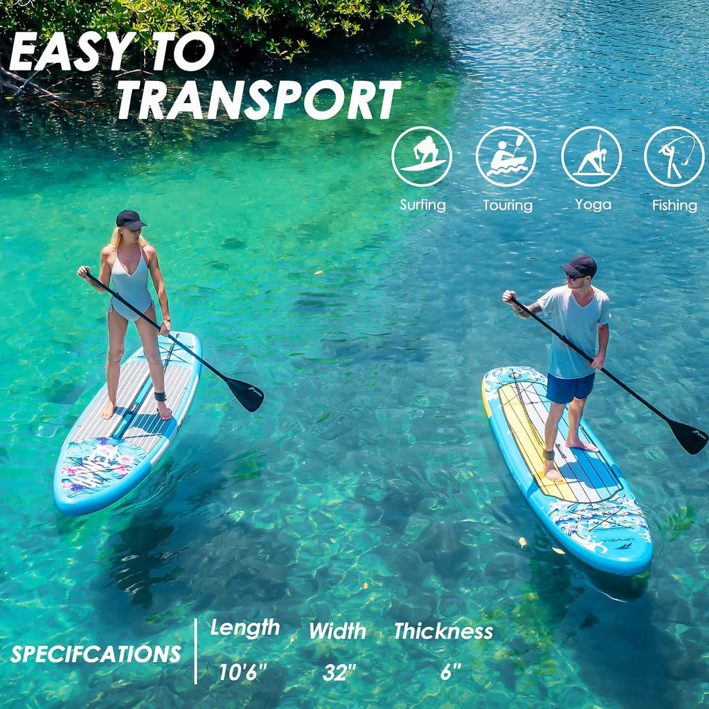 UPWELL 10'6'/11'/11'6' Inflatable Paddle Board, Stand Up Paddlboard for Youth & Adults, Stable Design, Premium SUP Accessories, Backpack, Leash, Hand Pump, Fins