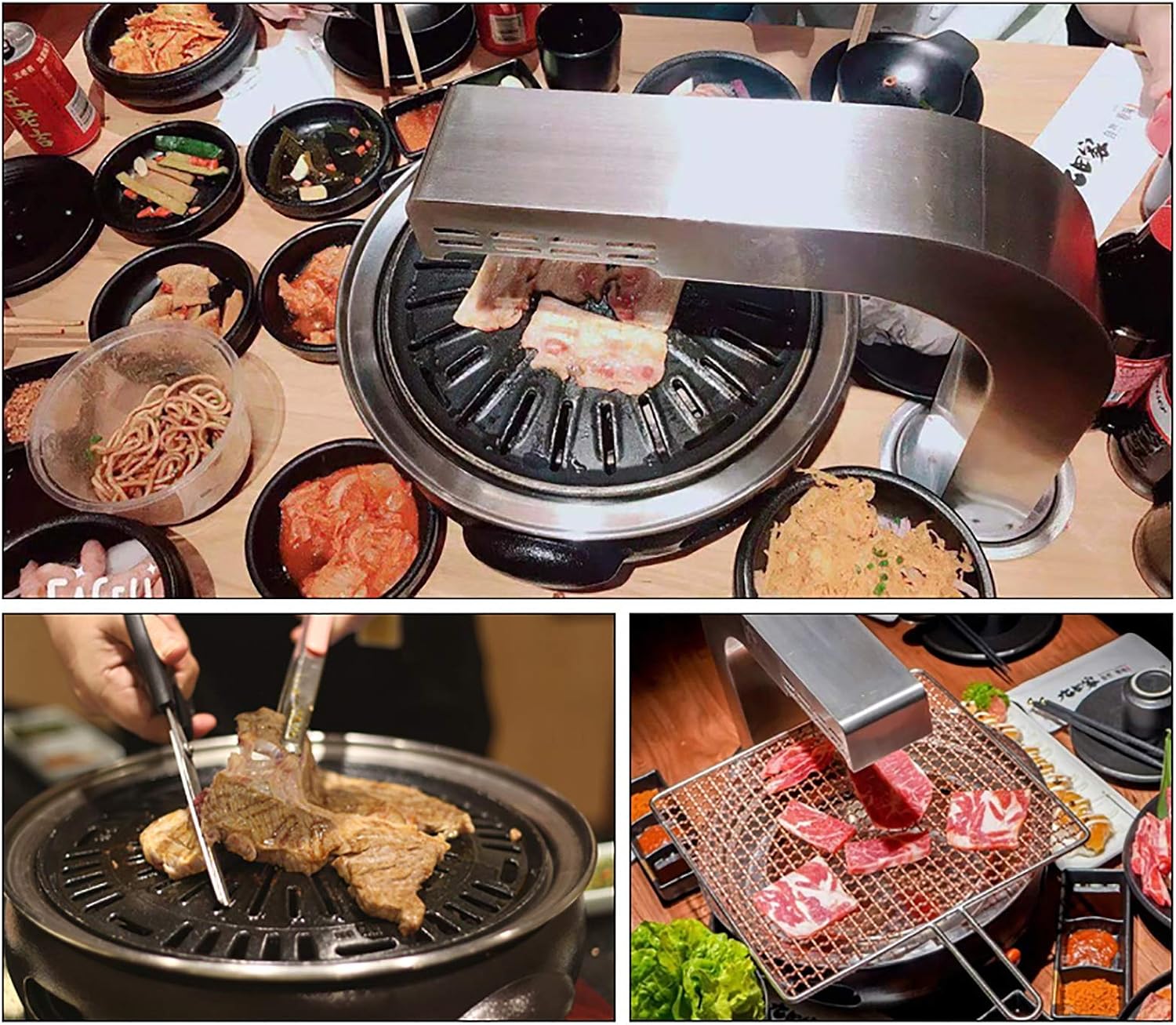 BBQ Barbeque Barbecue Grill, BBQ, Large Cast Iron Barbecue Meat Stove, Korean Household Charcoal Grill, Maifan Stone Baking Pan, Indoor Outdoor (Color : A)