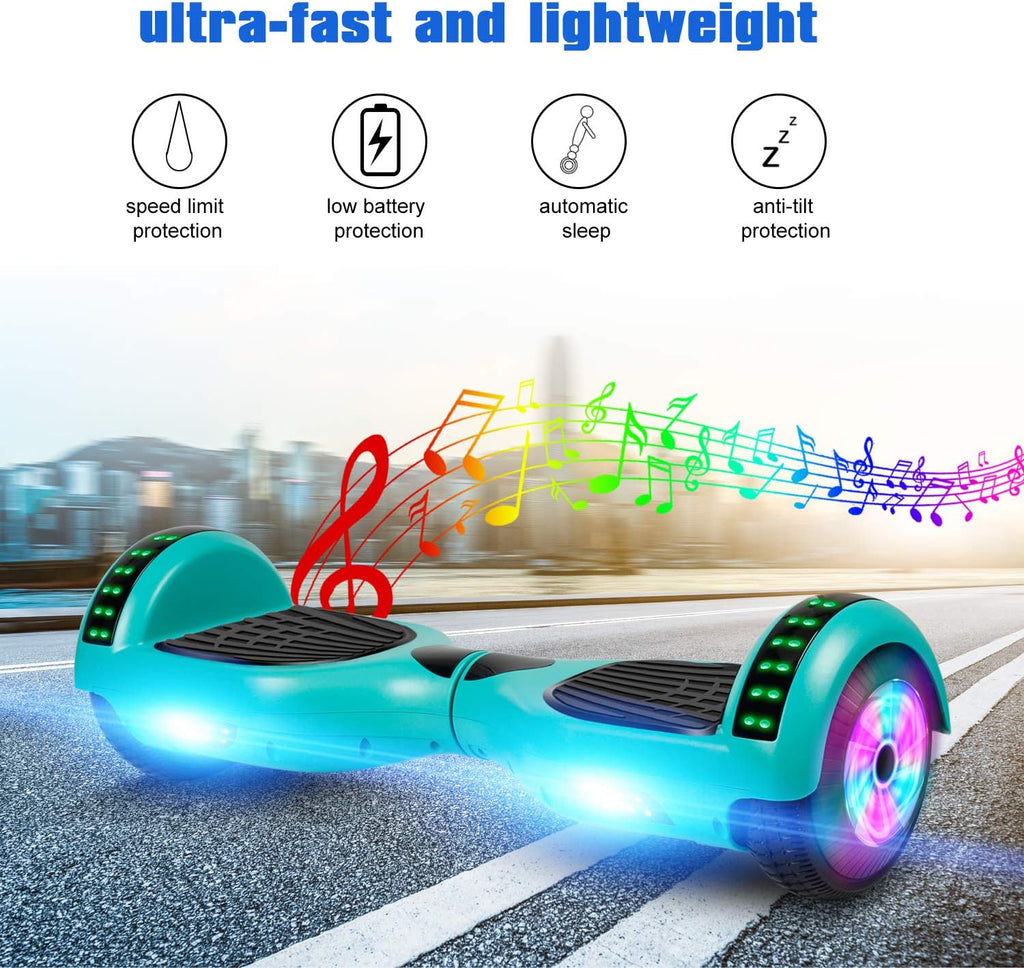 LIEAGLE Hoverboard, 6.5' Self Balancing Scooter Hover Board with Bluetooth Wheels LED Lights for Kids Adults