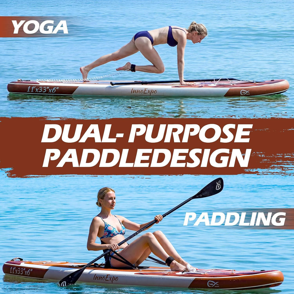 InnoExpo 11' Inflatable Stand Up Paddle Boards with Premium Accessories, Wide Stable SUP Paddle Board Design, Non-Slip Comfort Deck for Youth & Adults