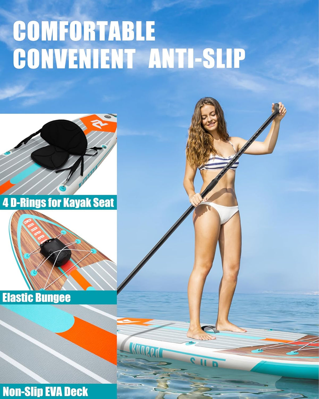 Inflatable Stand Up Paddle Board with SUP Accessories, 11'*33' Inflatable Paddle Boards for Adults & Youth of All Skill Levels