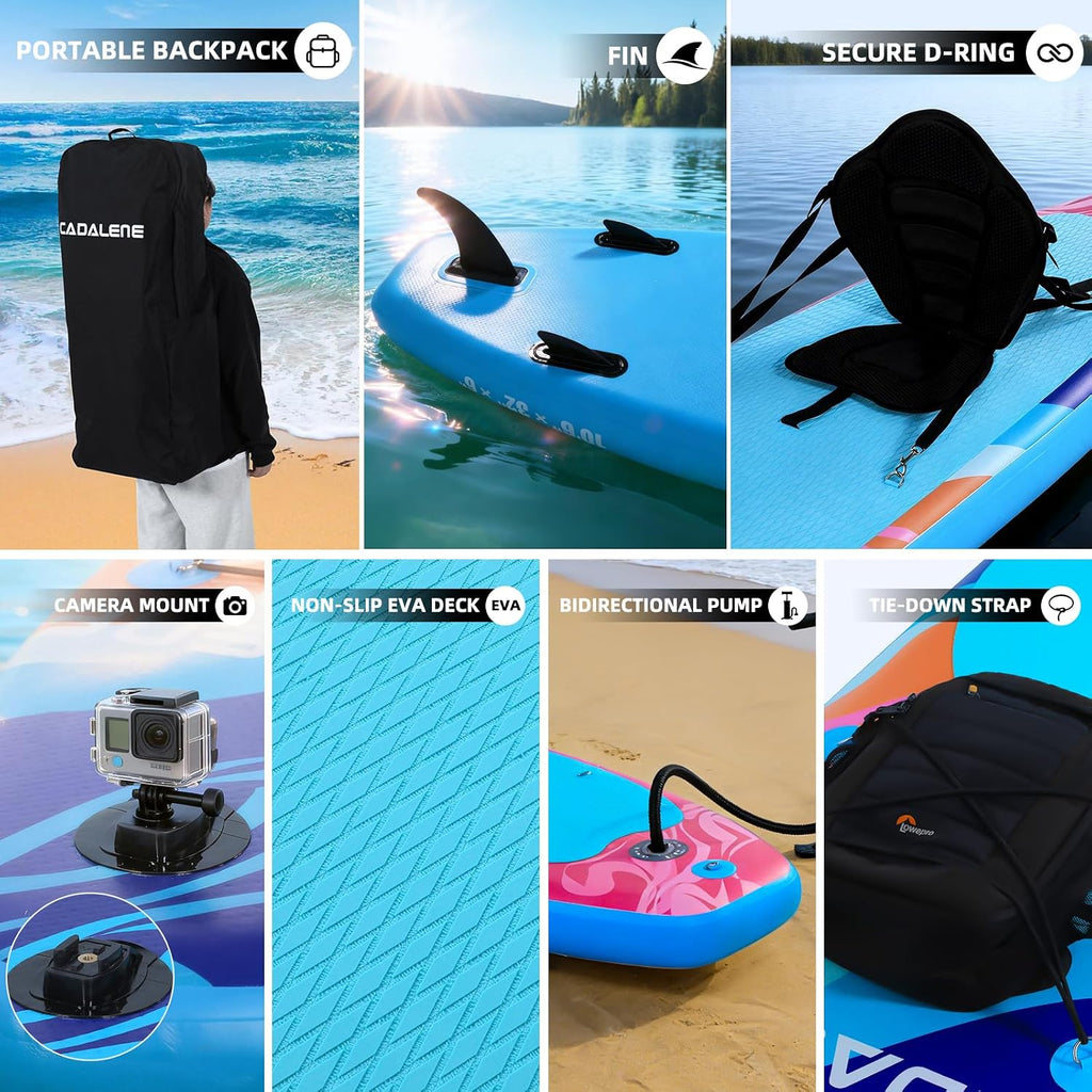 Inflatable Stand Up Paddle Board with SUP Accessories, Anti-Slip EVA Deck, Family-Friendly SUP Boards for Adults & Youth of All Skill Levels, Versatile Yoga Paddle Board