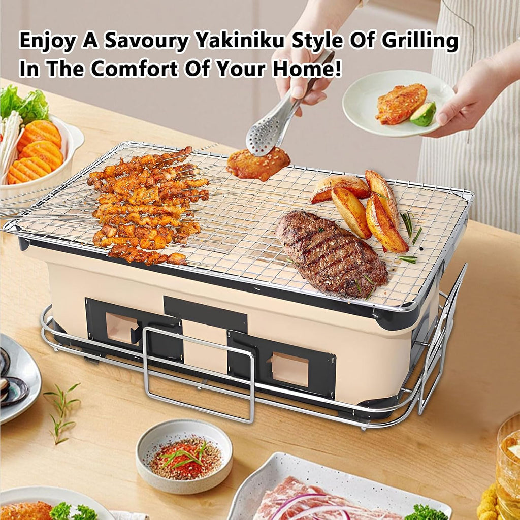 AIZYR Portable BBQ Grill Japanese Barbecue Grill Handmade Using Clay, Tabletop BBQ Charcoals Stove Yakitori Grill for Outdoor Picnic Camping Backyard