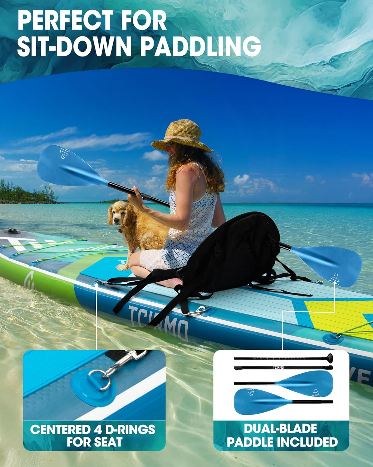 Inflatable Stand Up Paddle Board for Adults with Seam Welded Technology, 10'6''x33''x6'', Durable SUP with Dual-Blade Paddle and Complete Accessories, 390 lbs Capacity, Beginner-Friendly