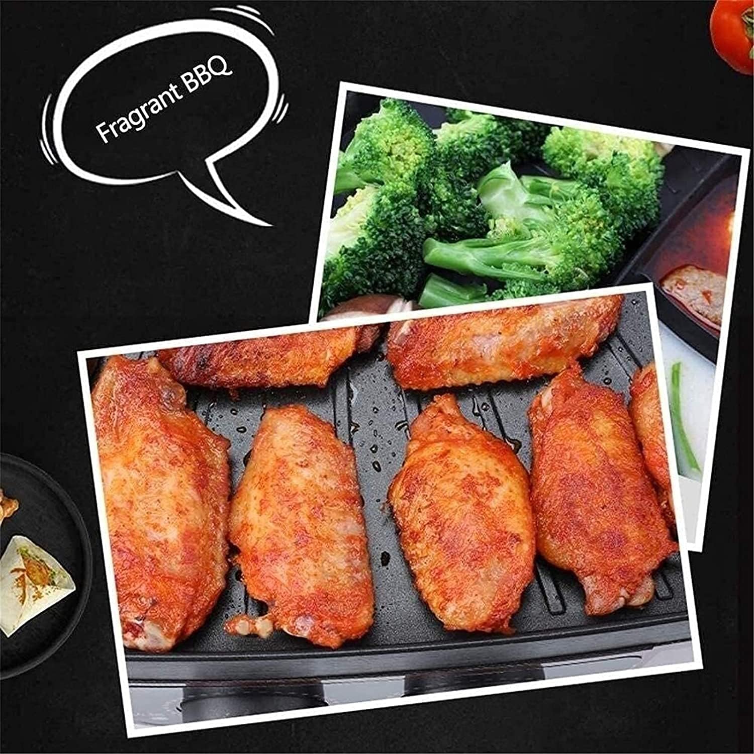 Korean BBQ Grill Household Multi-function Electric Grill, Hot Pot Integrated Cooker Pot 1600W 2 In 1 BBQ Frying Smokeless and Non-Stick Double Temperature Control, for Fami