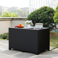 Rattaner Wicker Outdoor Storage Box 140 Gallon Patio Storage Bin with Waterproof Lining Bag Large Deck Box and Cushion Storage Bin Outdoor, Black Wicker