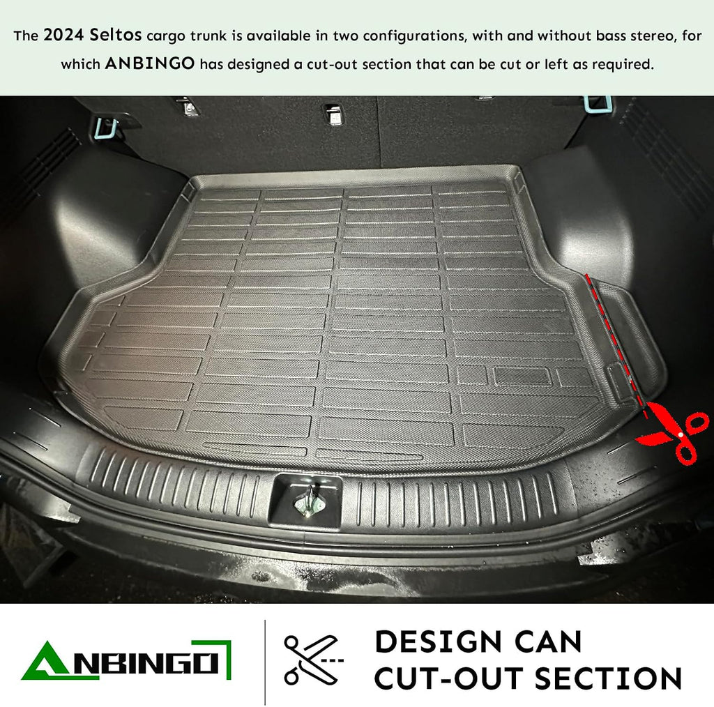 ANBINGO® Floor Mats & Cargo Liner for Kia Seltos 2024 2025 2026, TPE All Weather Car Mats 2024 2025 2026 Seltos S, LX, EX, X-Line, Cargo Tray in The Highest Position (Only for U.S.A. and Canada)